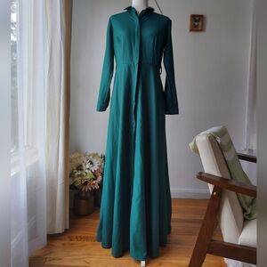 NWOT Annah Hariri Maxi Modest Dress Emerald Green Size 8 SHIRT DRESS